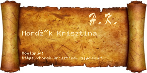 Horák Krisztina névjegykártya